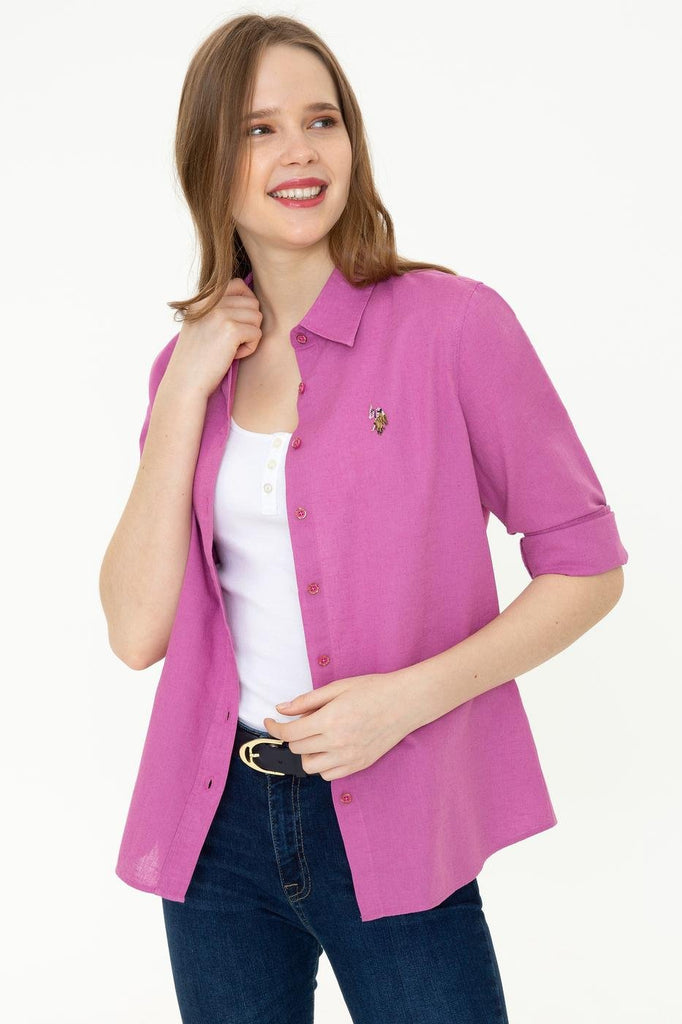 Women's Long Sleeves Basic Purple Shirt