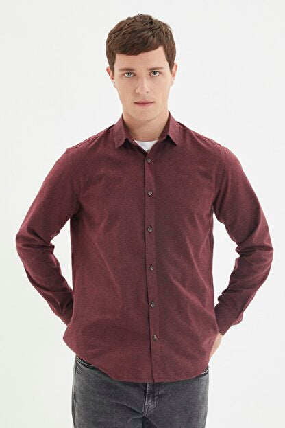 Men's Claret Red Slim Fit Shirt