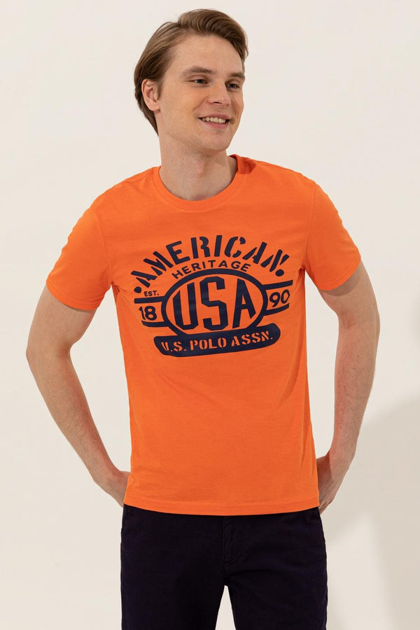 Men's Crew Neck Orange T-shirt