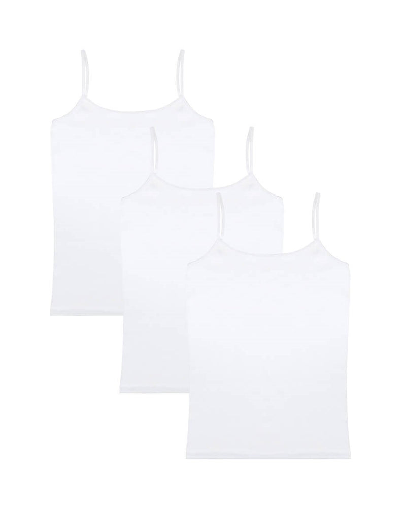 Women's Basic White Cotton Camisole- 3 Pieces