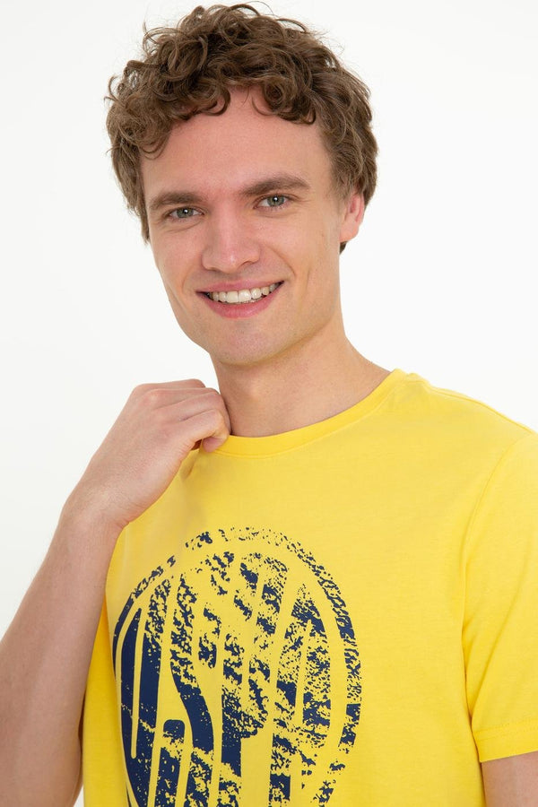 Men's Crew Neck Light Yellow T-shirt