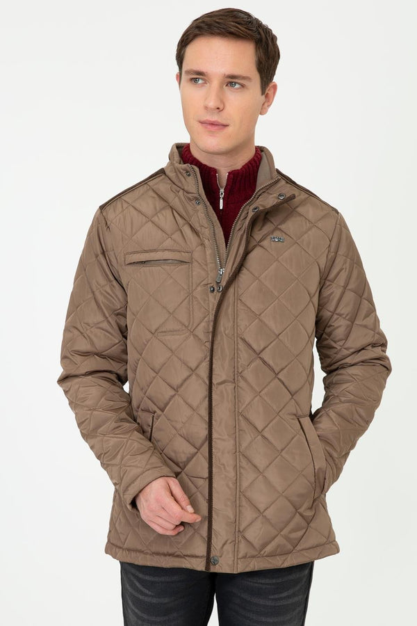 Men's Zipped Brown Coat