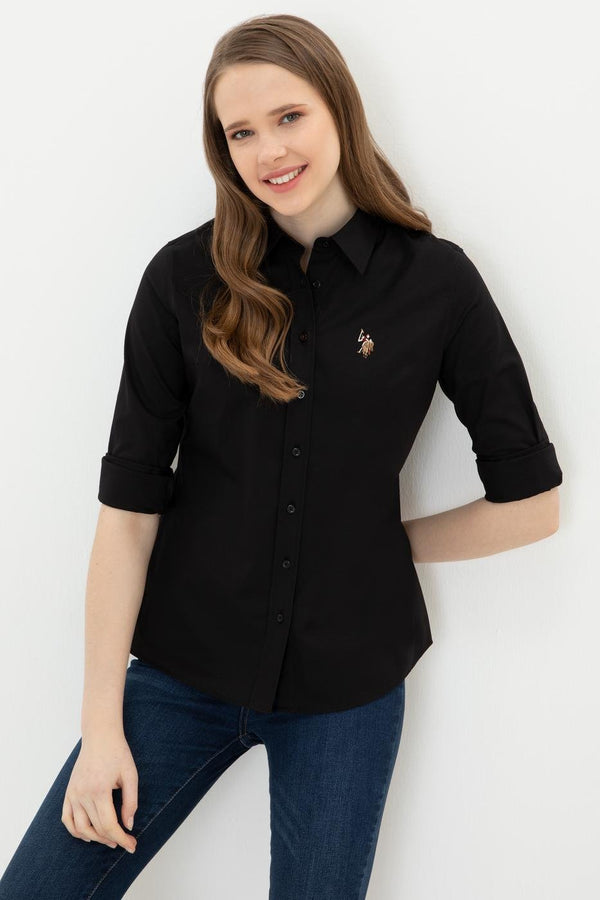 Women's Long Sleeves Basic Black Shirt