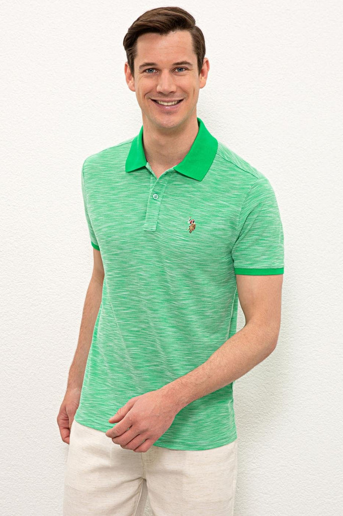 Men's Polo Collar Apple Green T-shirt
