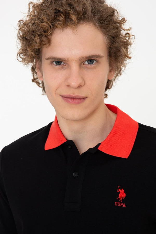 Men's Polo Collar Basic Black T-shirt