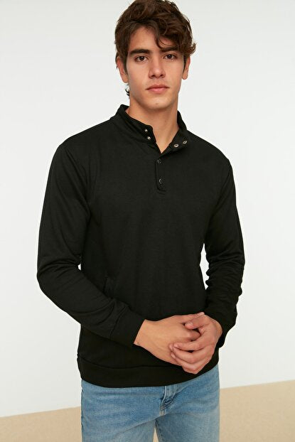 Men's Black Regular Fit Sweatshirt