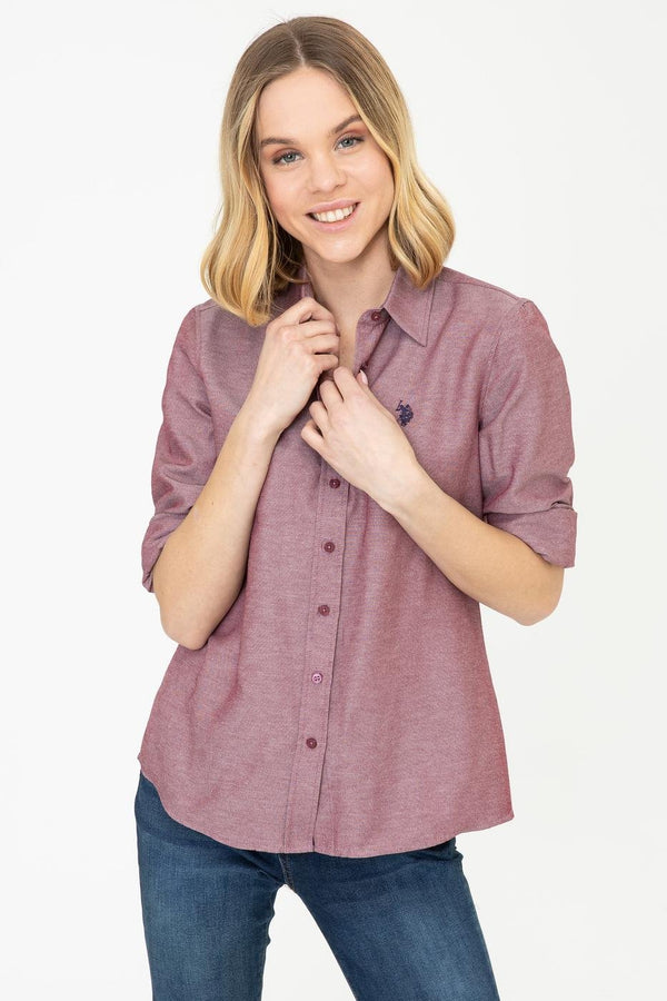 Women's Long Sleeves Basic Red Shirt