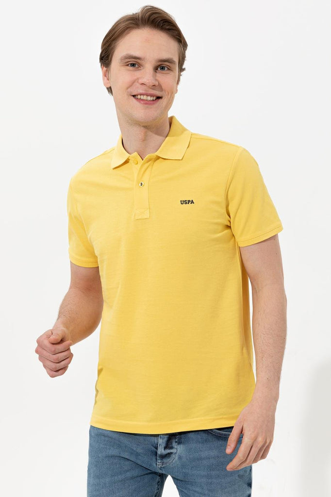 Men's Polo Collar Basic Light Yellow T-shirt