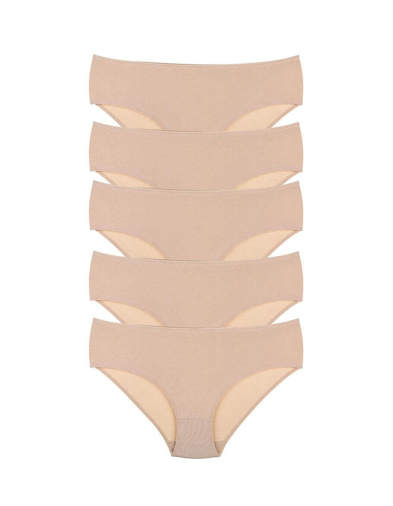 Women's High Waist Basic Tan Panties- 5 Pieces