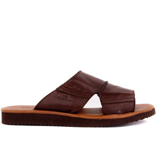 Men's Brown Leather Slippers
