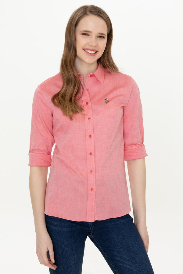 Women's Long Sleeves Basic Red Shirt
