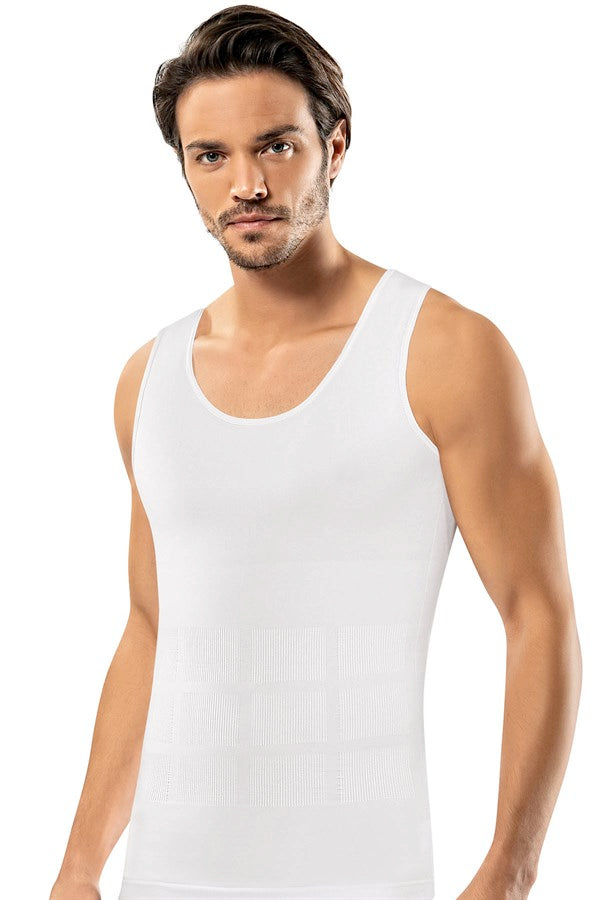 Men's Seamless White Sleeveless Undershirt