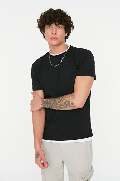Men's Crew Neck Black Regular Fit T-shirt