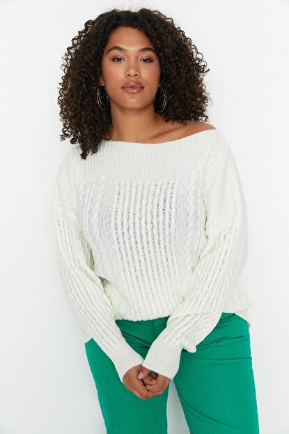 Women's Ecru Tricot Sweater