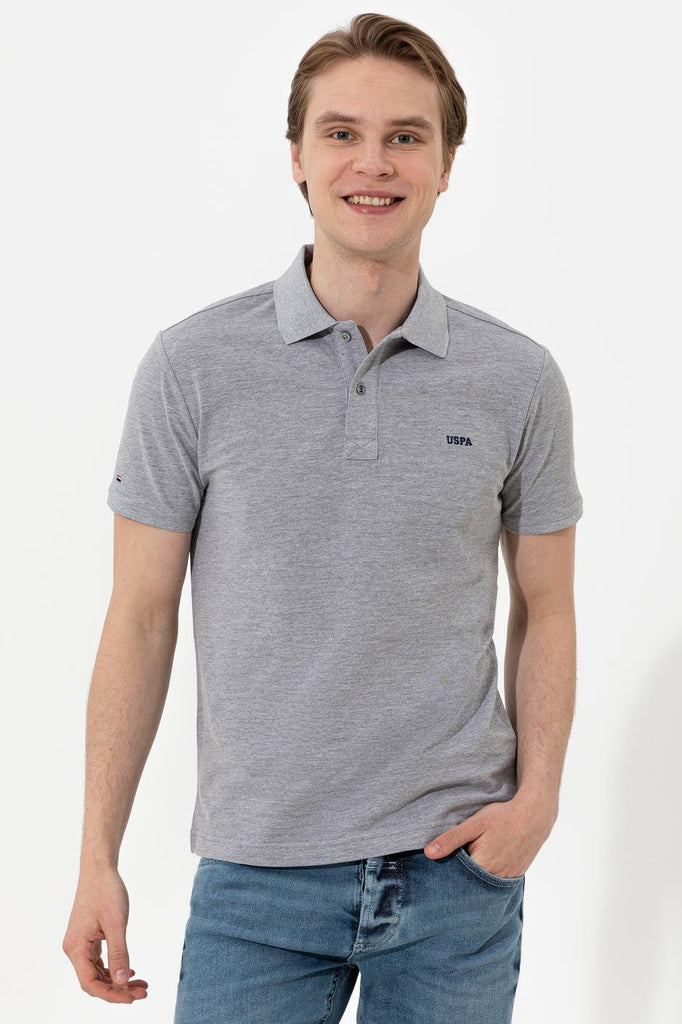 Men's Polo Collar Grey Melange T-shirt