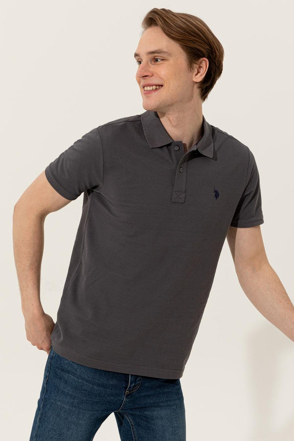 Men's Polo Collar Basic Anthracite T-shirt