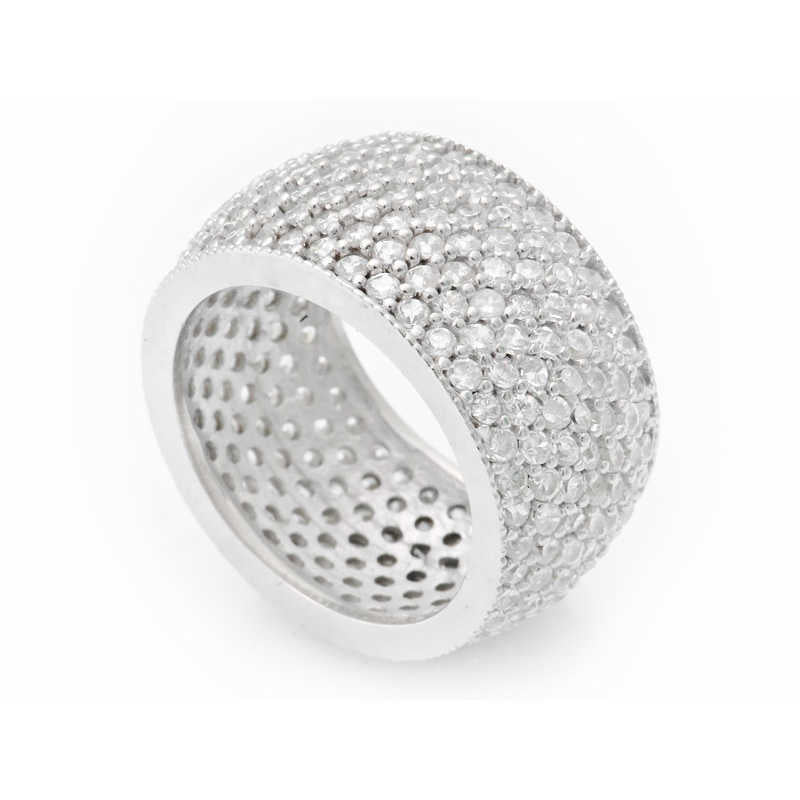 Women's White Gemmed 7 Layers Silver Ring