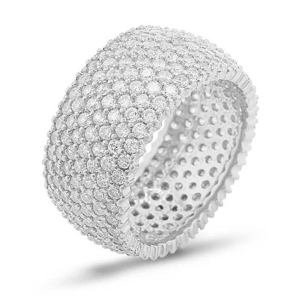 Women's Gemmed 7 Layers Silver Wedding Ring