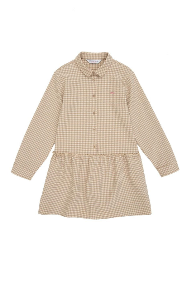 Girl's Mini Checkered Brown Dress