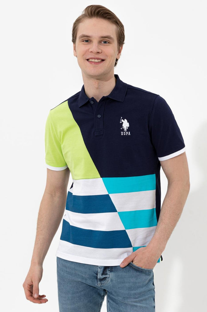 Men's Polo Collar Color Block T-shirt