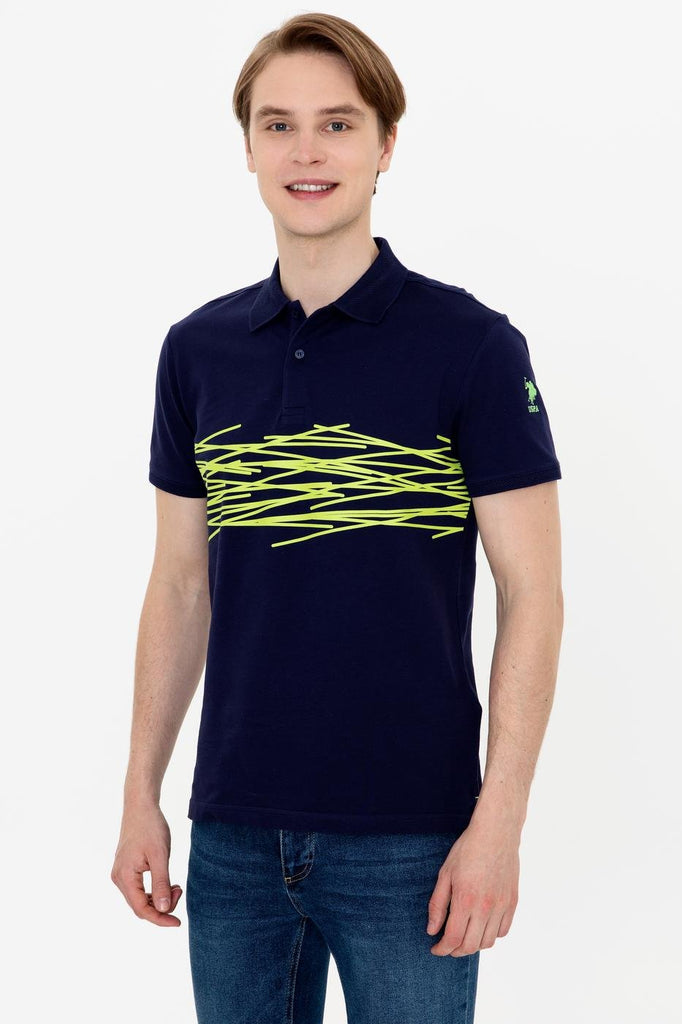 Men's Polo Collar Navy Blue T-shirt