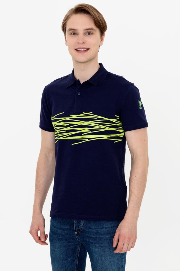 Men's Polo Collar Navy Blue T-shirt