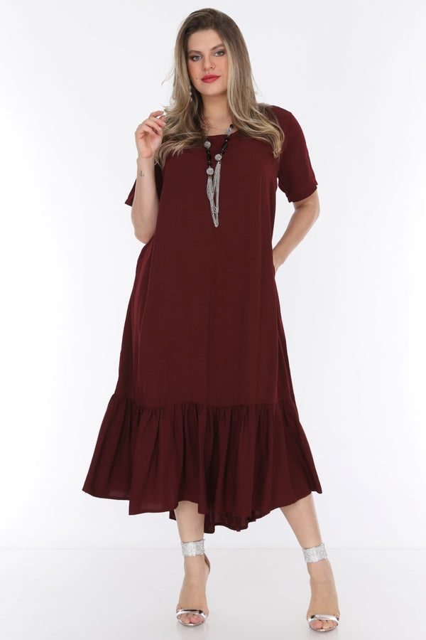 Women's Claret Red Midi Dress