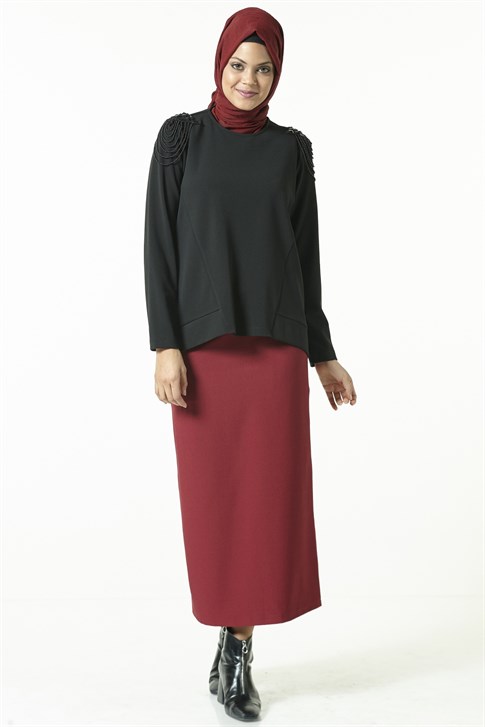 Women's Claret Red Long Skirt