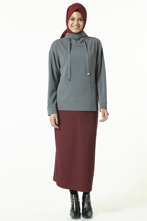 Women's Plain Damson Long Skirt