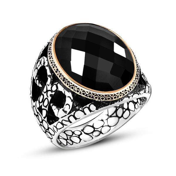 Men's Black Onyx Stone 925 Carat Silver Ring