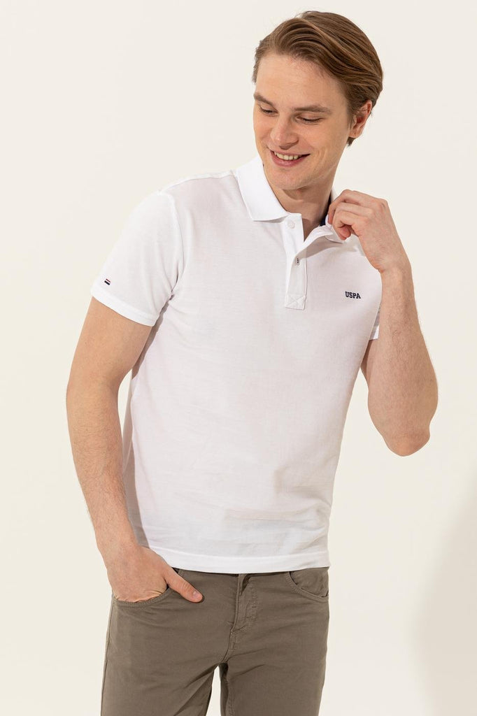 Men's Polo Collar Basic White T-shirt
