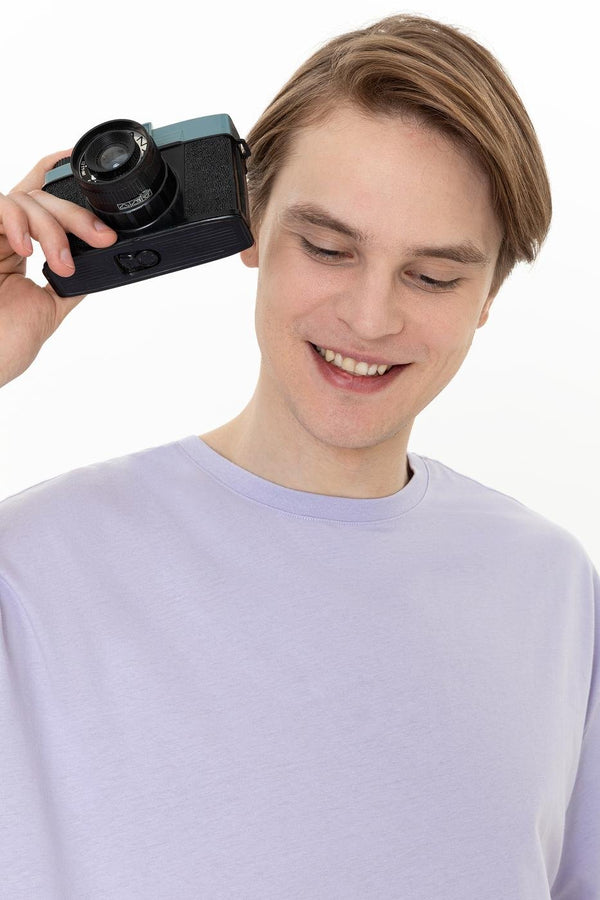 Men's Oversize Crew Neck Lilac T-shirt
