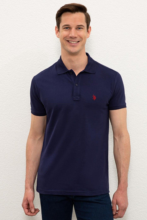 Men's Polo Collar Basic Navy Blue T-shirt