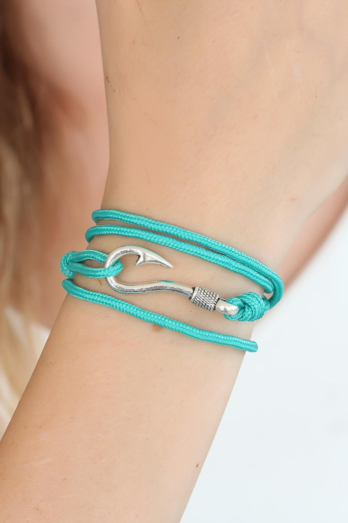 Women's Turquoise Rope Silver Metal Bracelet