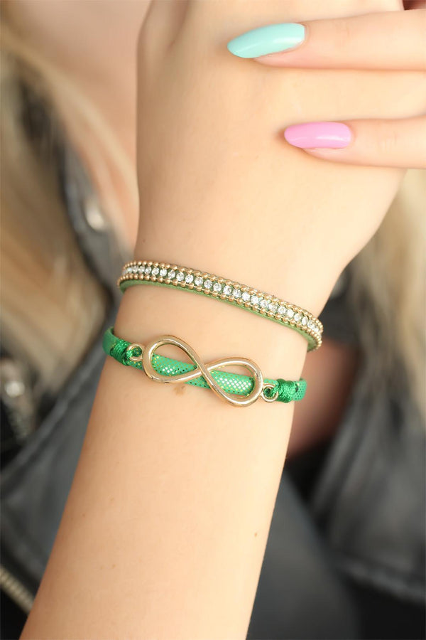 Women's Metal Infinity Figure Green Bracelet