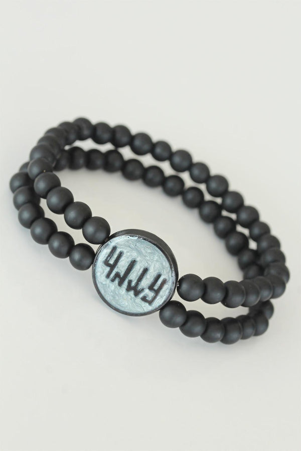 Men's Blue Metal Double Layer Onyx Natural Stone Bracelet