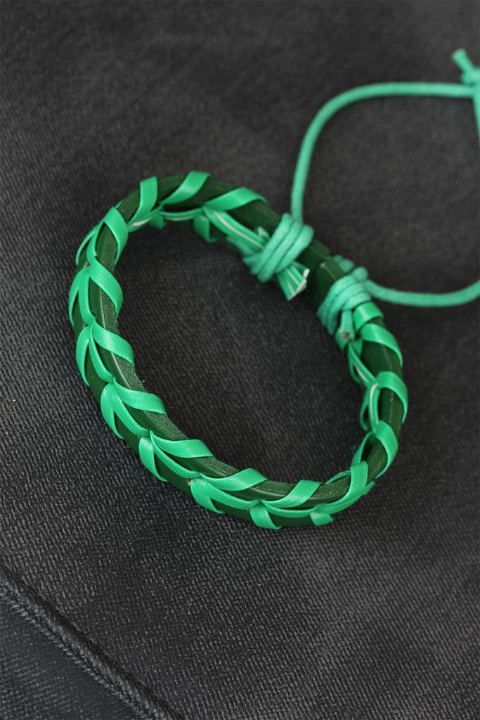 Men's Green Leather Wristband