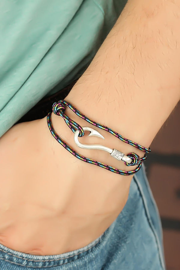Men's Multicolor Rope Metal Closure Bracelet
