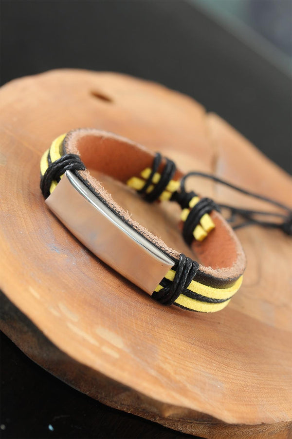Men's Metal Accessory Leather Bracelet