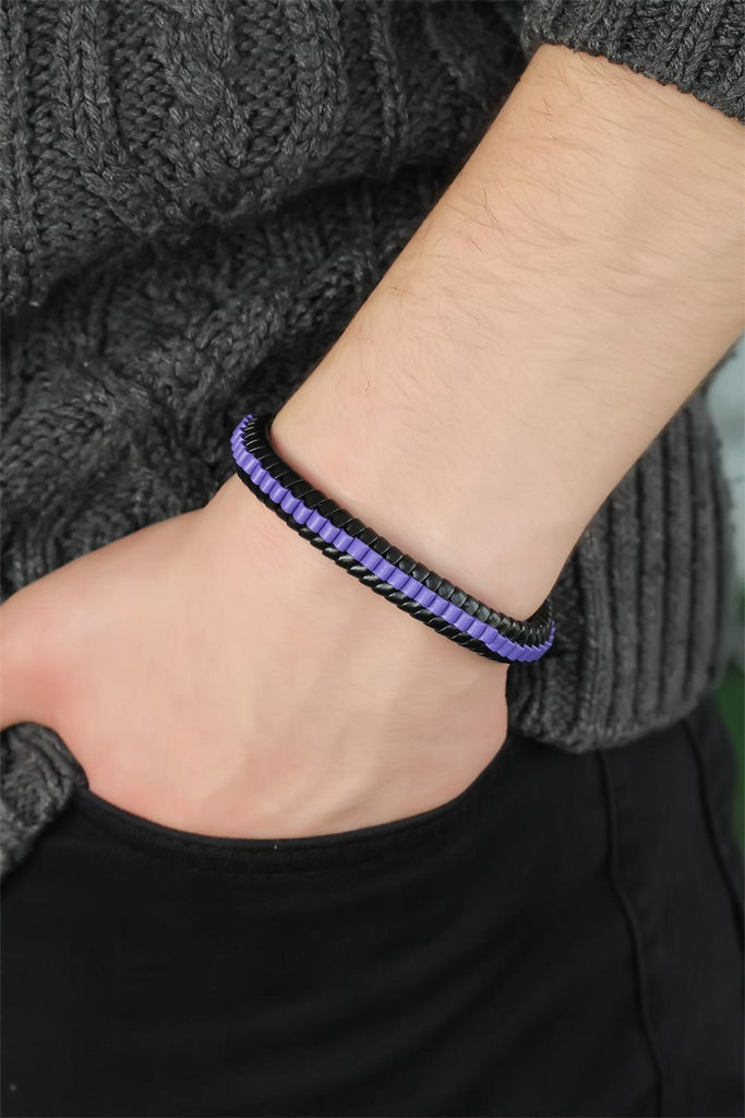 Men's Purple Leather Bracelet