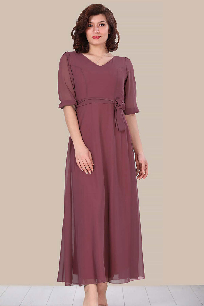 Women's Dusty Rose Chiffon Long Dress