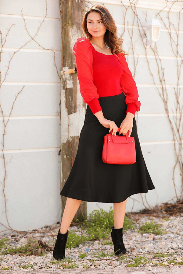 Lycra Waist Black Skirt