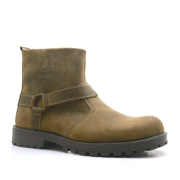 Kid's Zipped Sand Beige Leather Boots