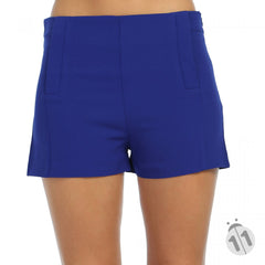 Women's Faux Pocket Saxe Crepe Shorts