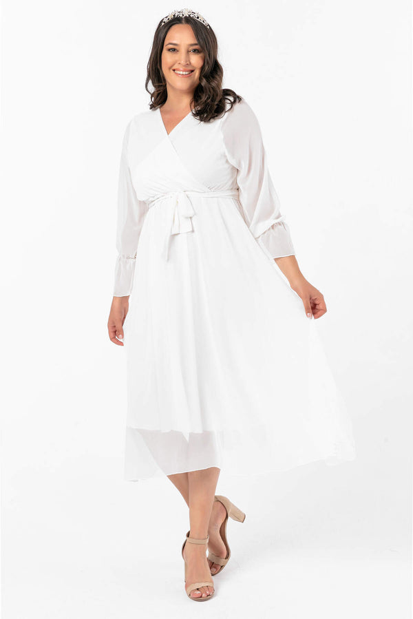 Women's Oversize Wrap Collar Chiffon Dress