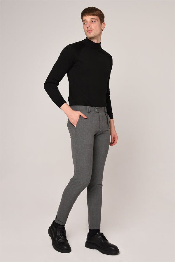 Men's Pocket Grey Slim Fit Pants