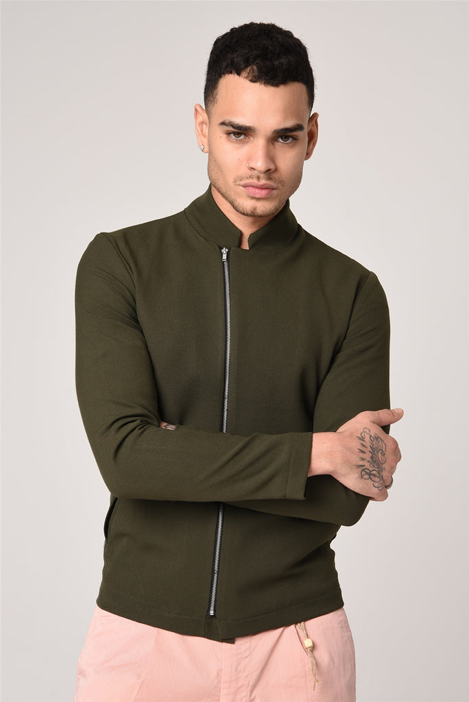 Men's Zipped Khaki Coat