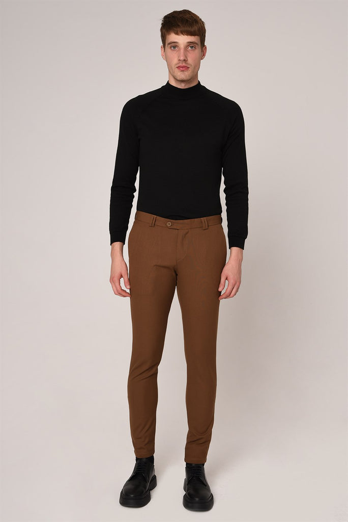 Men's Brown Slim Fit Trousers