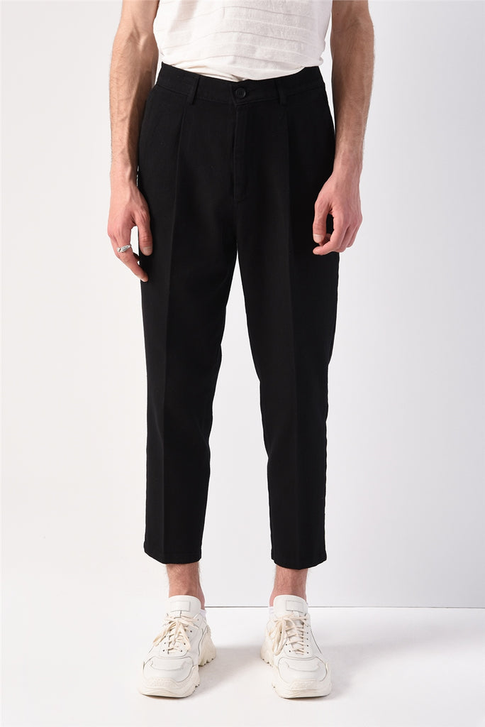 Men's High Waist Black Boyfriend Pants