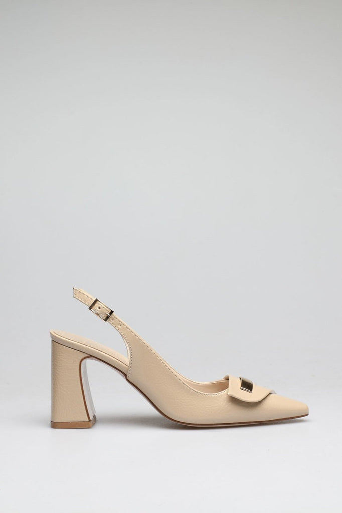 Women's Pointed Toe Beige Heeled Shoes
